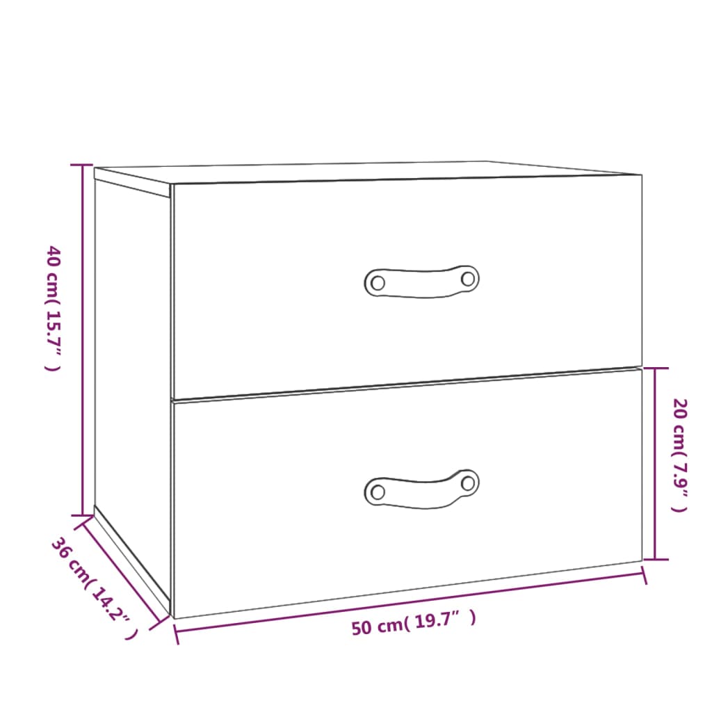 imagem de vidaXL Mesas de cabeceira de parede 2 pcs 50x36x40 cm10