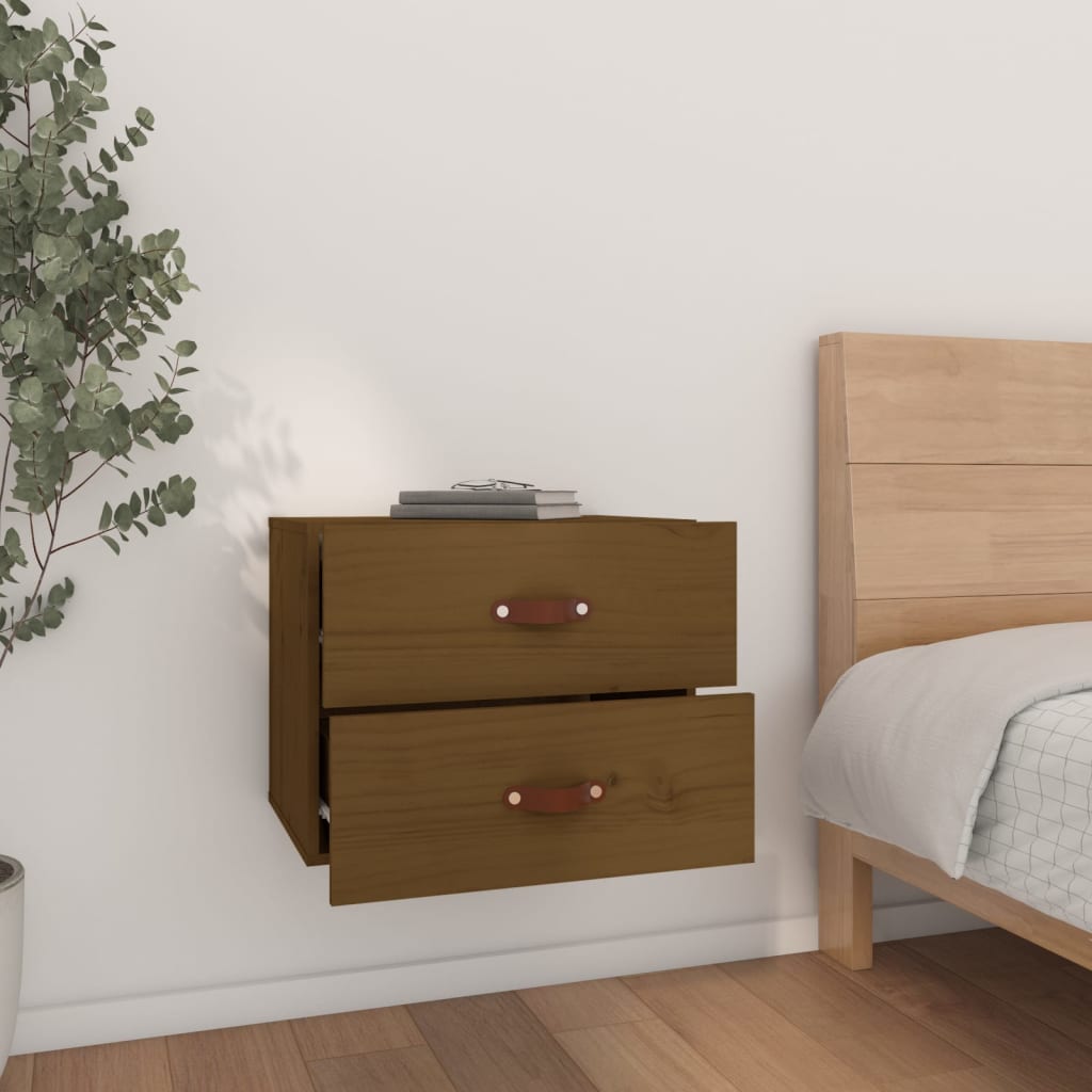 vidaXL Nachtkastjes 2 st wandgemonteerd 50x36x40 cm honingbruin afbeelding