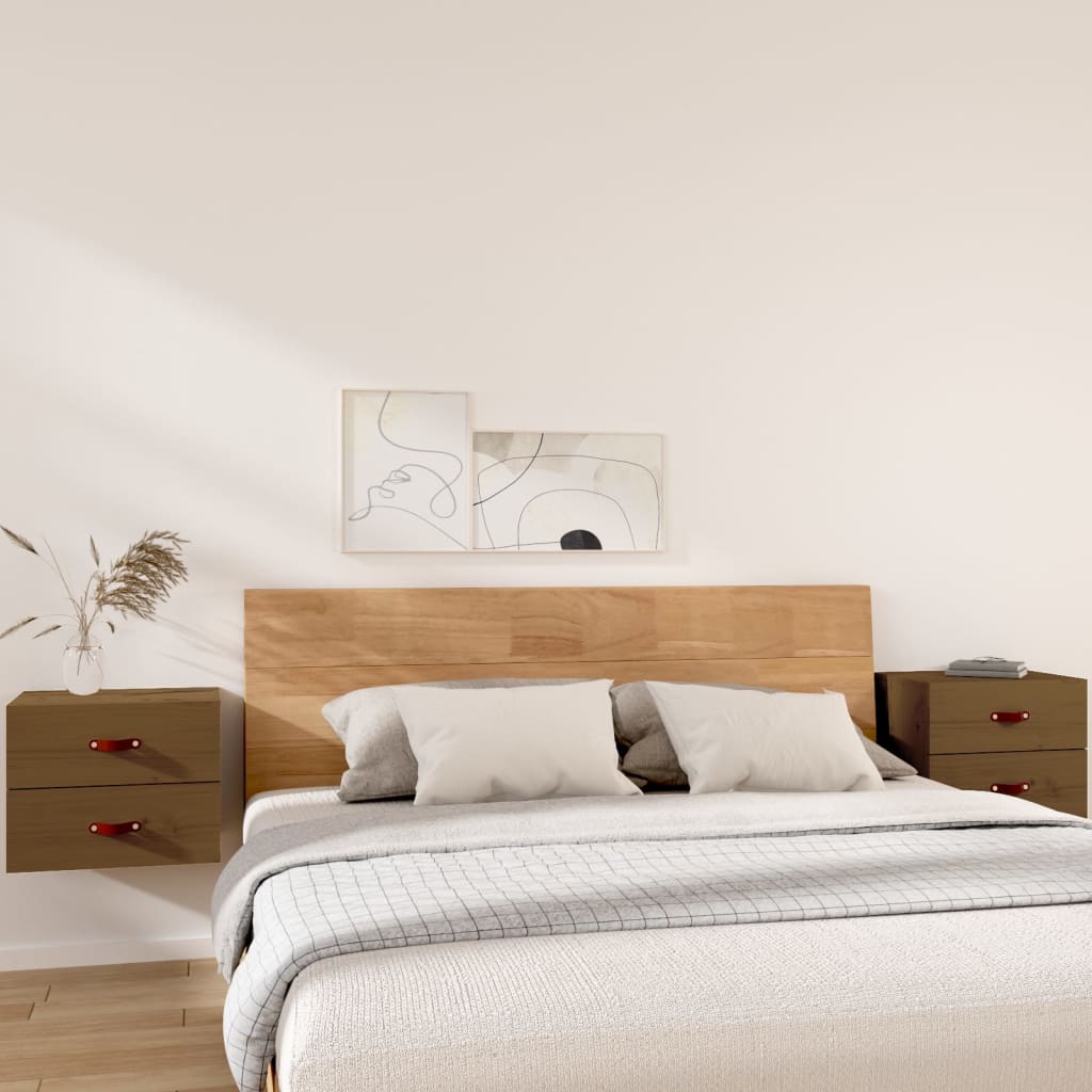 vida XL Wand-Nachttische 2 Stk. Honigbraun 50x 36x 40 cm