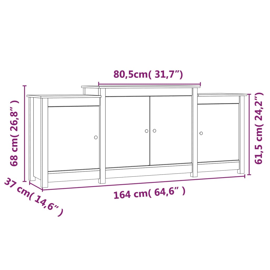 Sideboard 164x37x68 cm Massivholz Kiefer | Stepinfit.de