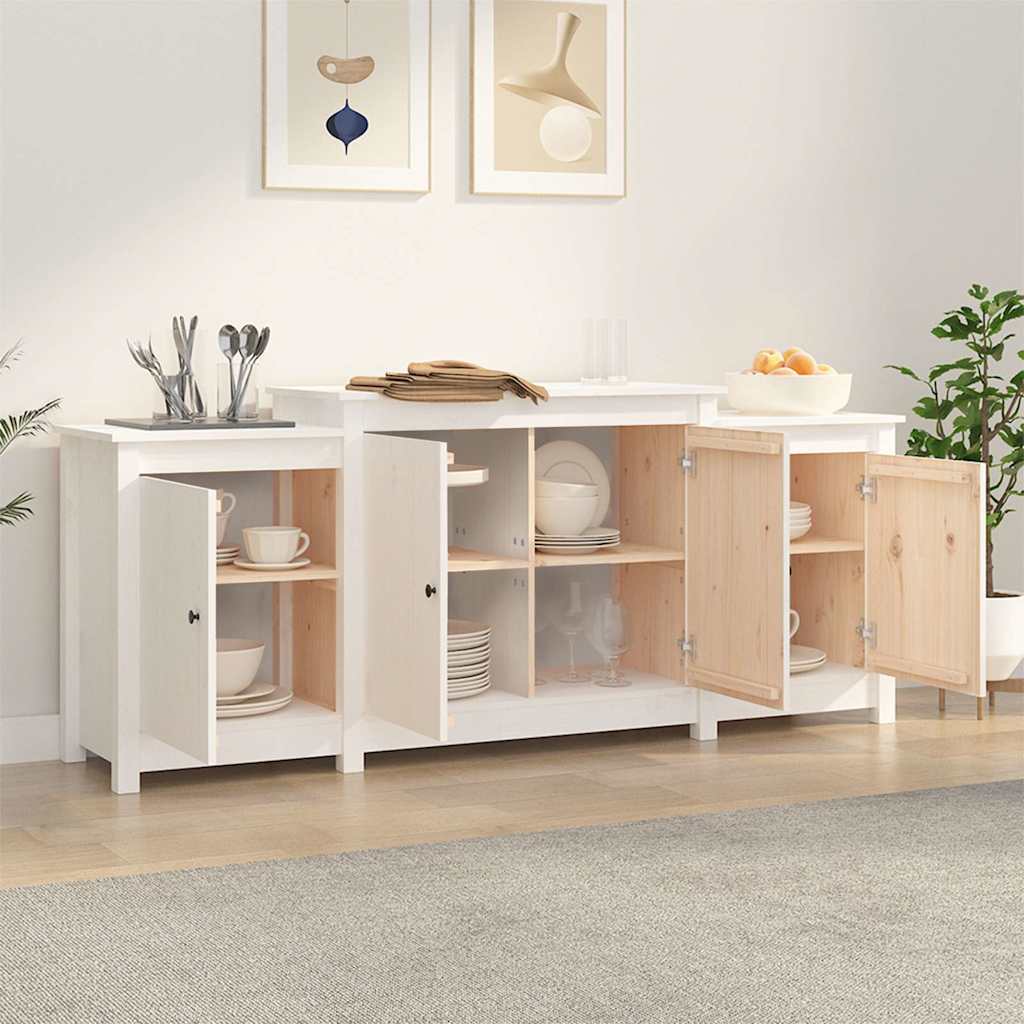 vidaXL Dressoir 164x37x68 cm massief grenenhout wit afbeelding