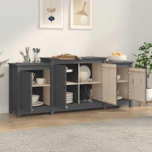 vidaXL Συρταριέρα Γκρι 164 x 37 x 68 εκ. από Μασίφ Ξύλο Πεύκου