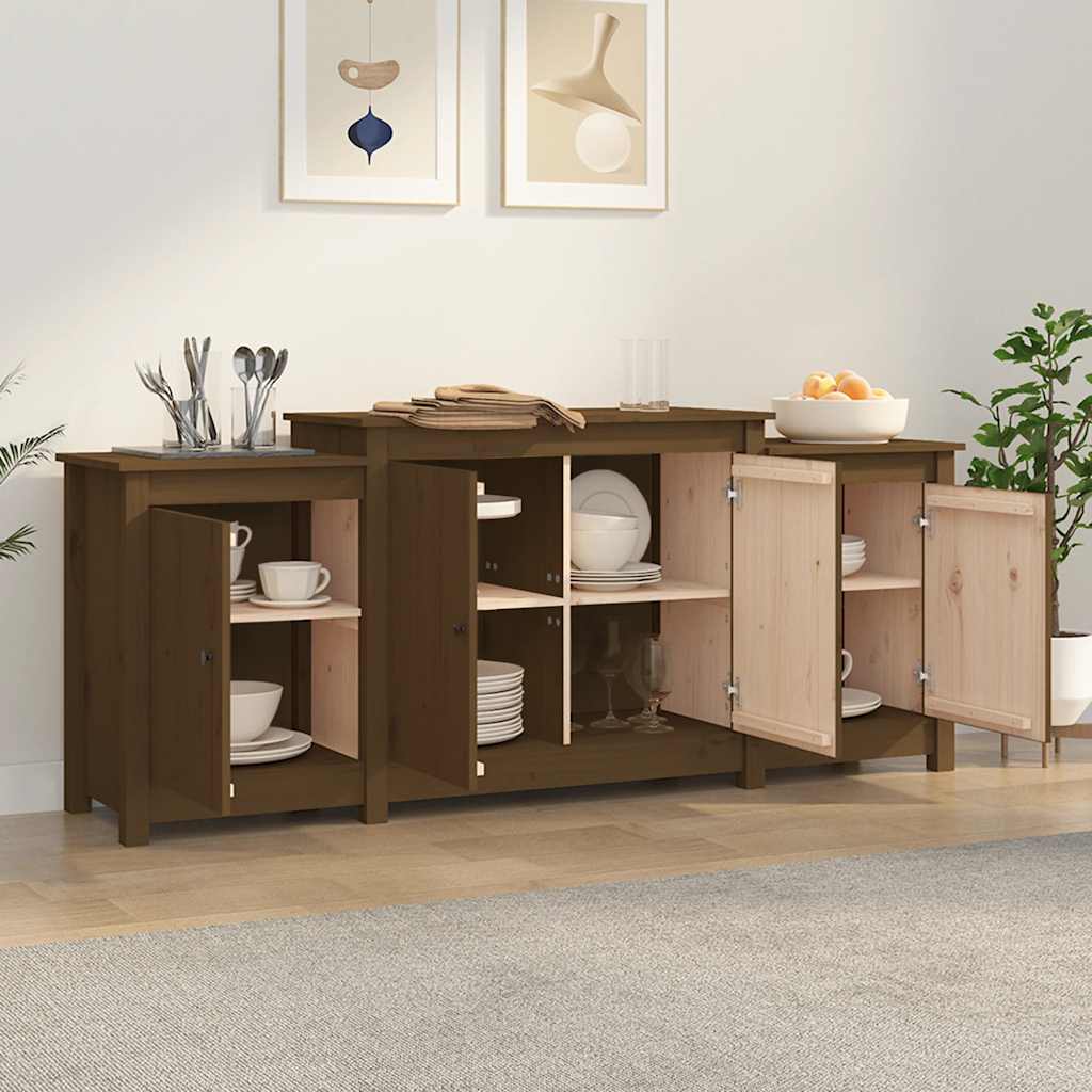 vidaXL Dressoir 164x37x68 cm massief grenenhout honingbruin afbeelding