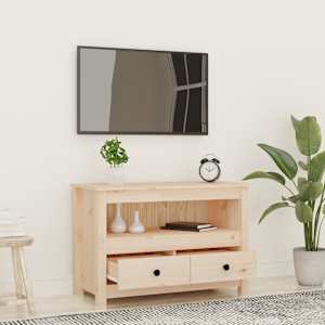 TV skříňka 79 x 35 x 52 cm masivní borové dřevo - obrázek 3