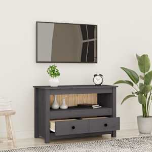 TV skříňka šedá 79x35x52 cm masivní borové dřevo - obrázek 3