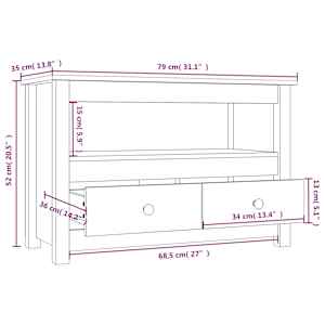 TV skříňka šedá 79x35x52 cm masivní borové dřevo - obrázek 10
