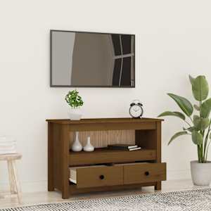 TV skříňka medově hnědá 79 x 35 x 52 cm masivní borové dřevo - obrázek 3