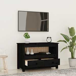 TV skříňka černá 79x35x52 cm masivní borové dřevo - obrázek 3