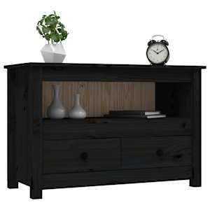 TV skříňka černá 79x35x52 cm masivní borové dřevo - obrázek 4