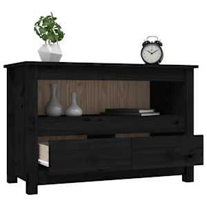 TV skříňka černá 79x35x52 cm masivní borové dřevo - obrázek 5