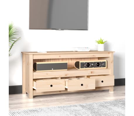 vidaXL TV-Schrank 114x35x52 cm Massivholz Kiefer