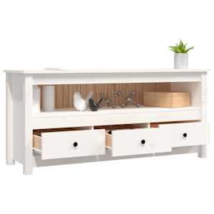TV skříňka bílá 114x35x52 cm masivní borové dřevo - obrázek 5