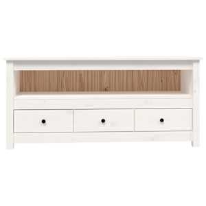 TV skříňka bílá 114x35x52 cm masivní borové dřevo - obrázek 6