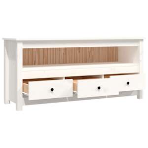 TV skříňka bílá 114x35x52 cm masivní borové dřevo - obrázek 7