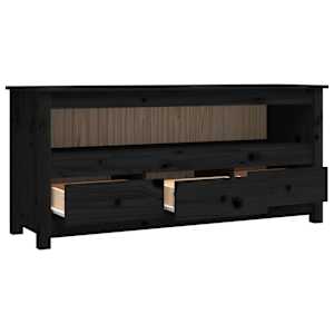 TV skříňka černá 114x35x52 cm masivní borové dřevo - obrázek 7