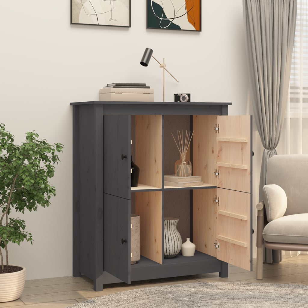 Thumbnail - vidaXL Sideboard Grau 83x41,5x100 cm Massivholz Kiefer