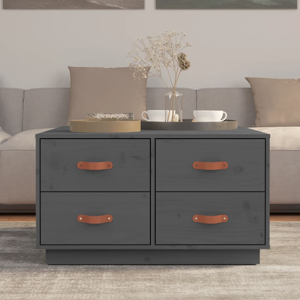 Thumbnail - vidaXL Couchtisch Grau 80x80x45 cm Massivholz Kiefer