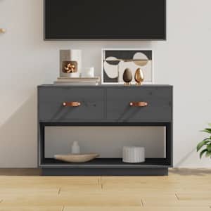 TV skříňka šedá 90 x 40 x 60 cm masivní borové dřevo - obrázek 1