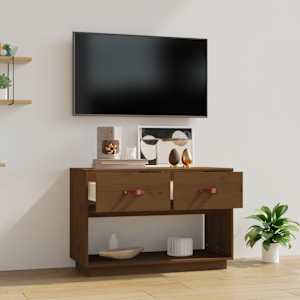 TV skříňka medově hnědá 90x40x60 cm masivní borové dřevo - obrázek 3