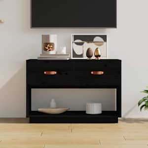TV skříňka černá 90x40x60 cm masivní borové dřevo - obrázek 1