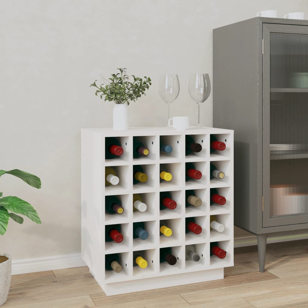 vida XL Weinregal Weiß 55,5x 34x 61 cm Massivholz Kiefer