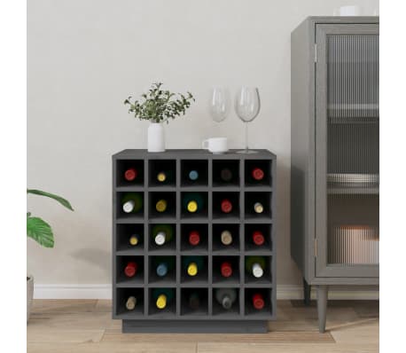 vidaXL Wine Cabinet Grey 55.5x34x61 cm Solid Wood Pine