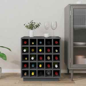 vidaXL Wine Cabinet Grey 55.5x34x61 cm Solid Wood Pine