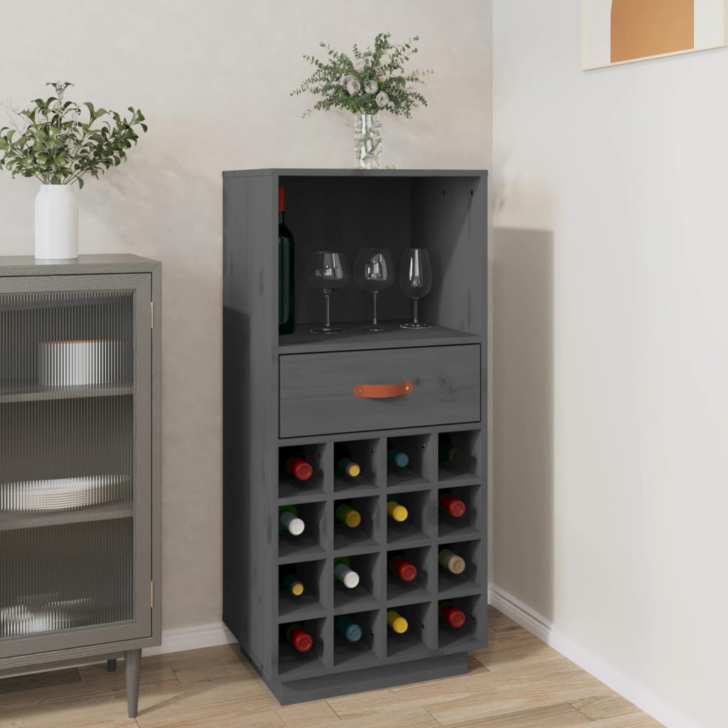 Armoire à vin Gris 45x34x100 cm Bois de pin massif