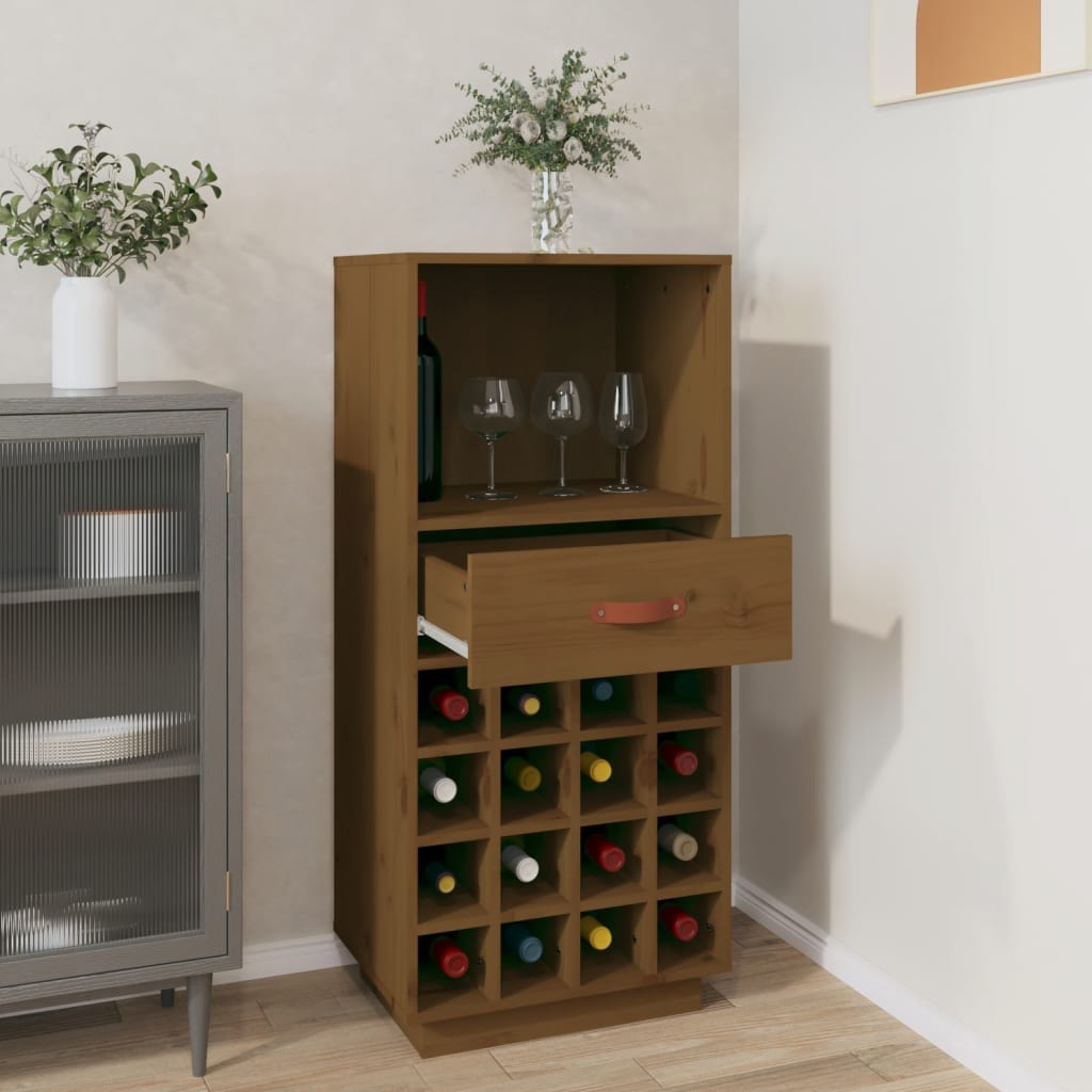 vidaXL Armoire à vin Marron miel 45x34x100 cm Bois de pin massif