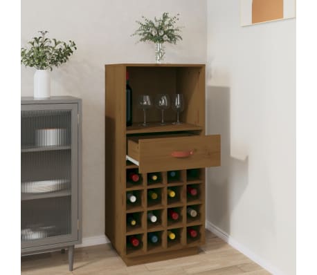 vidaXL Armoire à vin Marron miel 45x34x100 cm Bois de pin massif