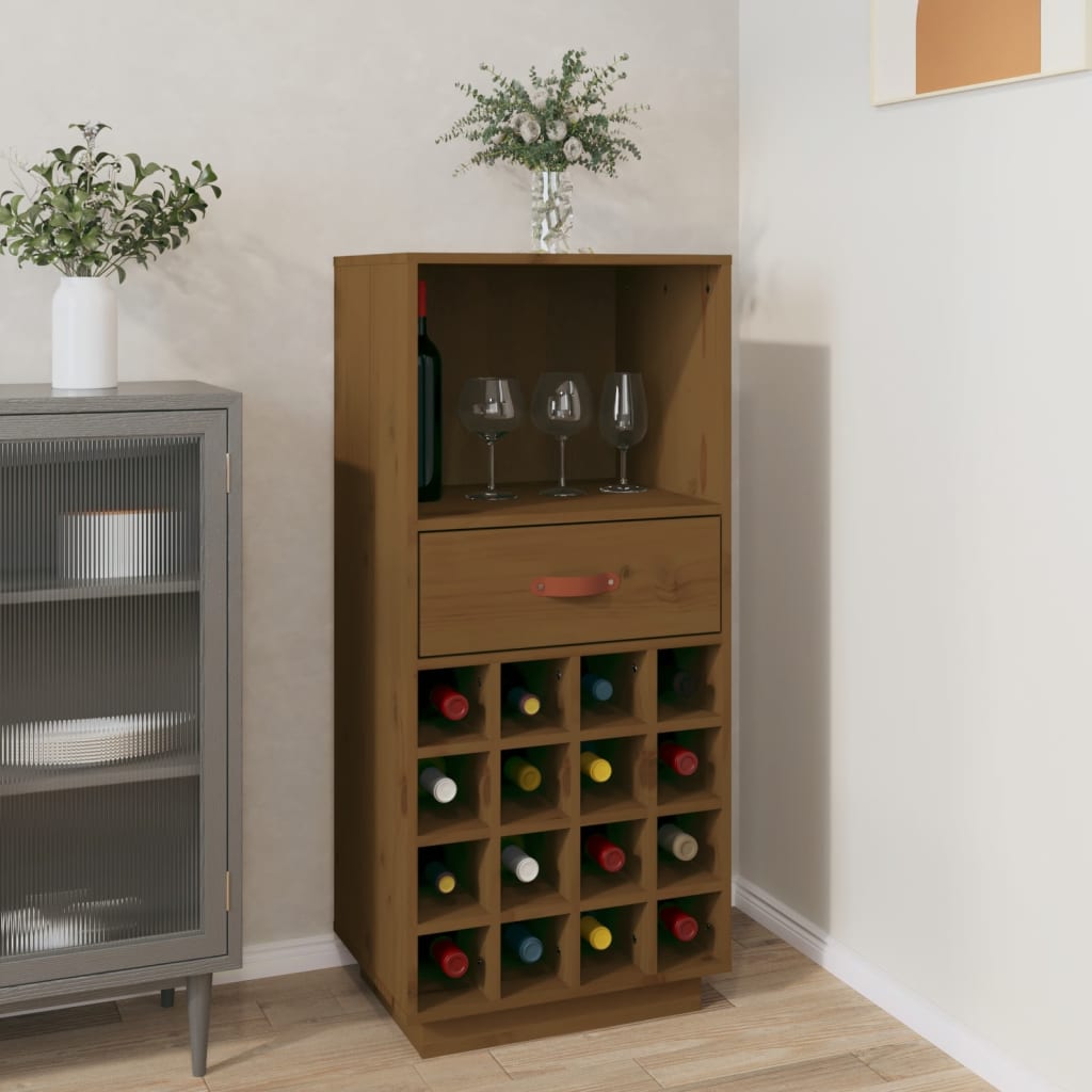 Armoire à vin Marron miel 45x34x100 cm Bois de pin massif