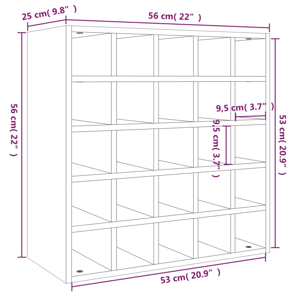 VidaXL Skrinka na víno čierna 56x25x56 cm masívna borovica