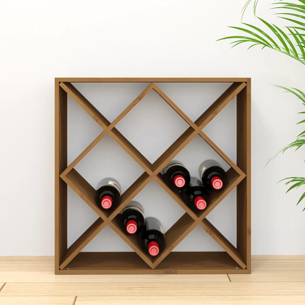 vidaXL Botellero madera maciza de pino marrón miel 62x25x62 cm