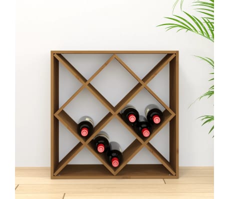 vidaXL Botellero madera maciza de pino marrón miel 62x25x62 cm