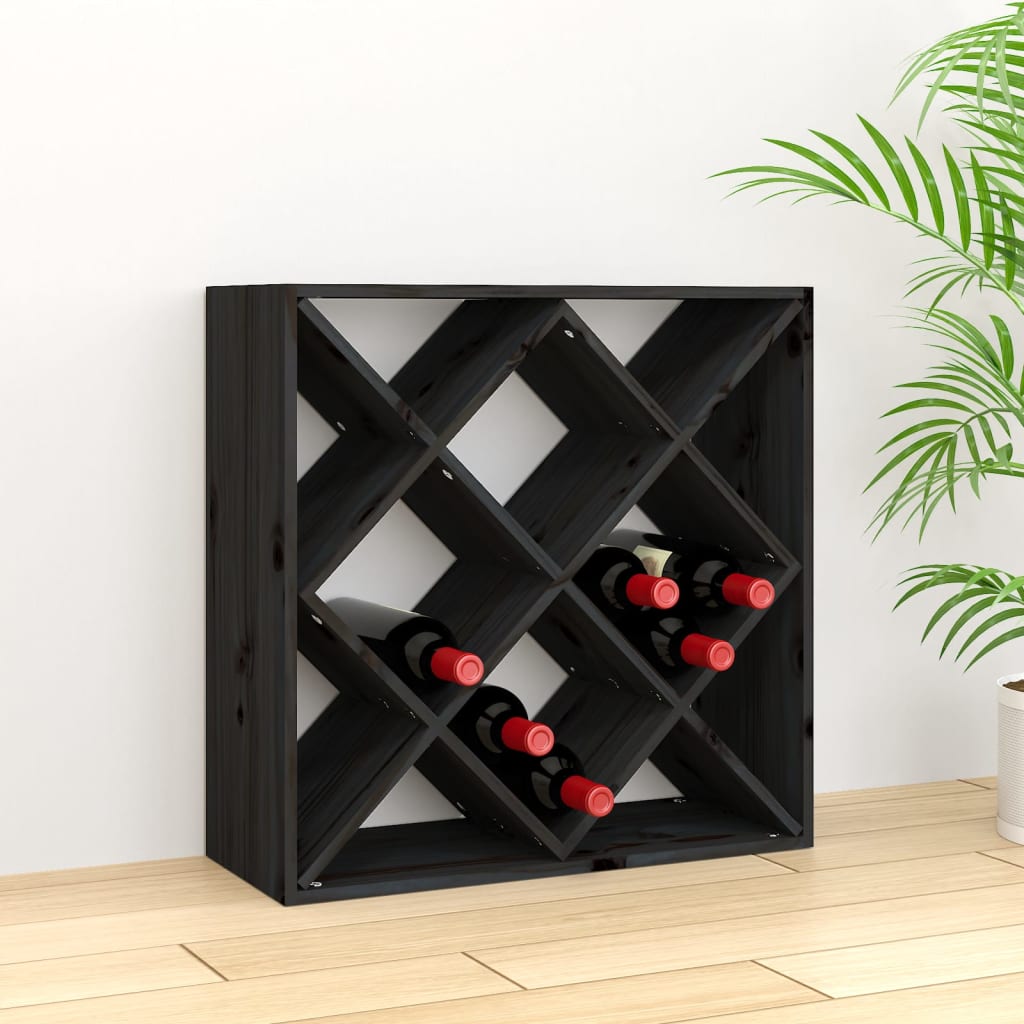 Petrashop  Skříňka na víno černá 62 x 25 x 62 cm masivní borovice