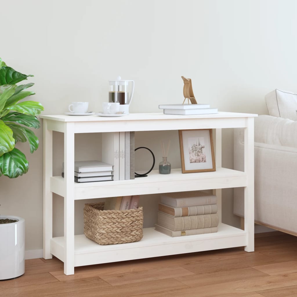 White solid store wood console table