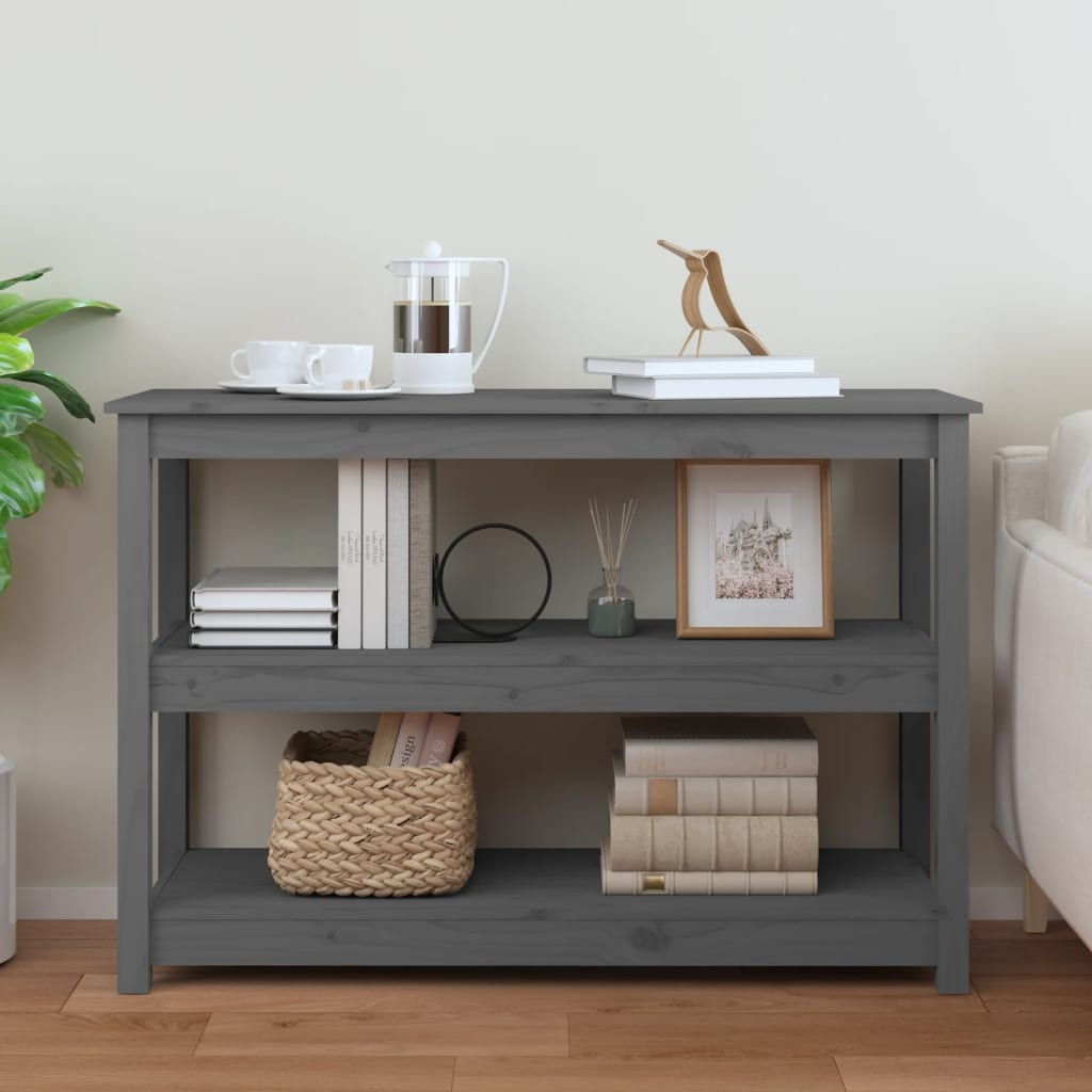 vidaXL Wandtafel 110x40x74 cm massief grenenhout grijs afbeelding