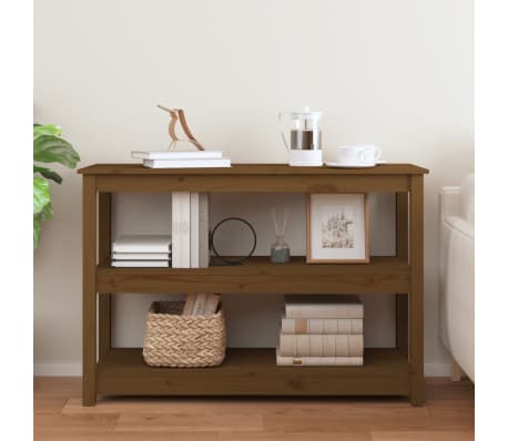 vidaXL Konsolinis staliukas, medaus rudas, 110x40x74cm, pu&scaron;ies masyvas