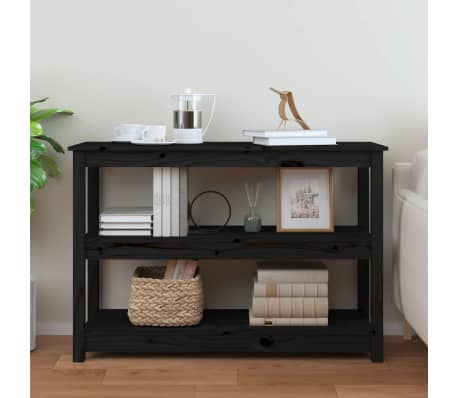 vidaXL Konsolinis staliukas, juodas, 110x40x74cm, pu&scaron;ies masyvas