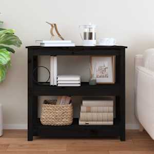 vidaXL Konsolinis staliukas, juodas, 80x40x74cm, pu&scaron;ies masyvas