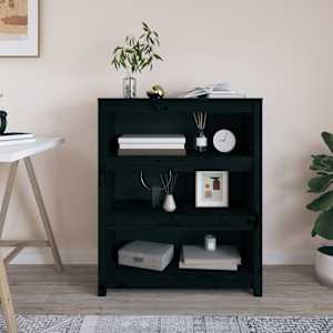 Knjižna omara črna 80x35x97 cm trdna borovina