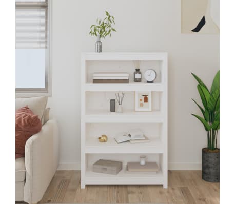 vidaXL Boekenkast 80x35x126 cm massief grenenhout wit