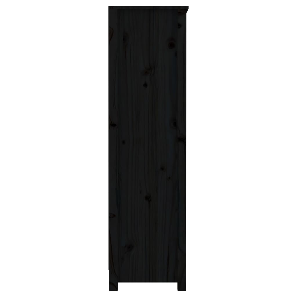 Fekete tömör fenyőfa könyvszekrény 80x35x126 cm 