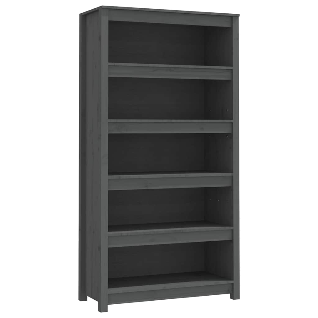 E-shop vidaXL Knižnica sivá 80x35x154 cm masívna borovica