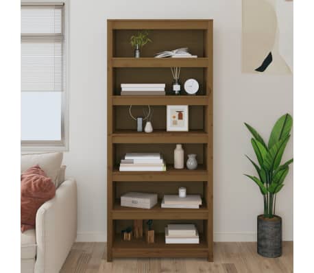 vidaXL Spintelė knygoms, medaus ruda, 80x35x183cm, pu&scaron;ies masyvas