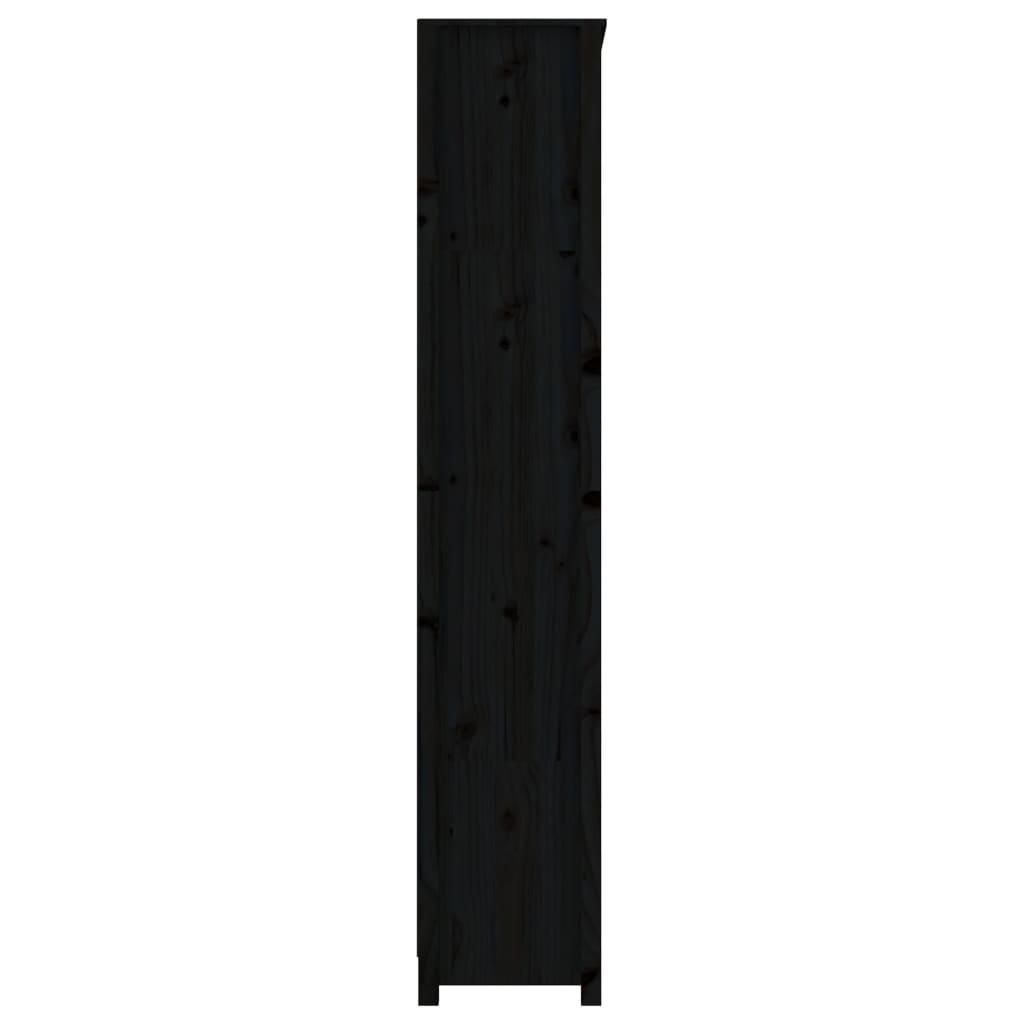 Fekete tömör fenyőfa könyvszekrény 80x35x183 cm 