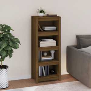 Knjižna omara medeno rjava 50x35x125,5 cm trdna borovina