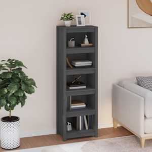 Knjižna omara siva 50x35x154 cm trdna borovina