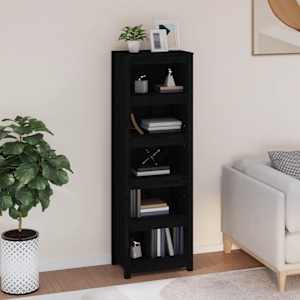 Knjižna omara črna 50x35x154 cm trdna borovina