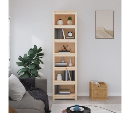 vidaXL Book Cabinet 19.7x13.8x72.0" Solid Wood Pine